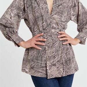 Topshop Black and Cream Zebra Print Blouse